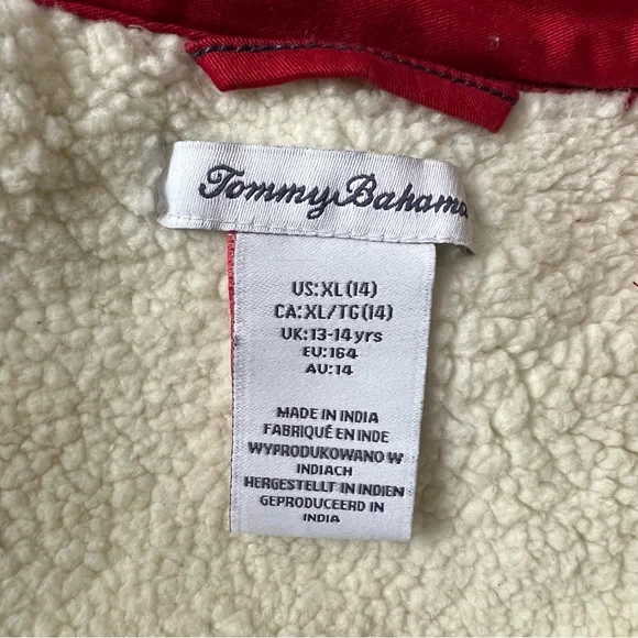 Tommy Bahama Flannel Shirt Jacket Boys X-LARGE 14 sherpa lined Shacket plaid